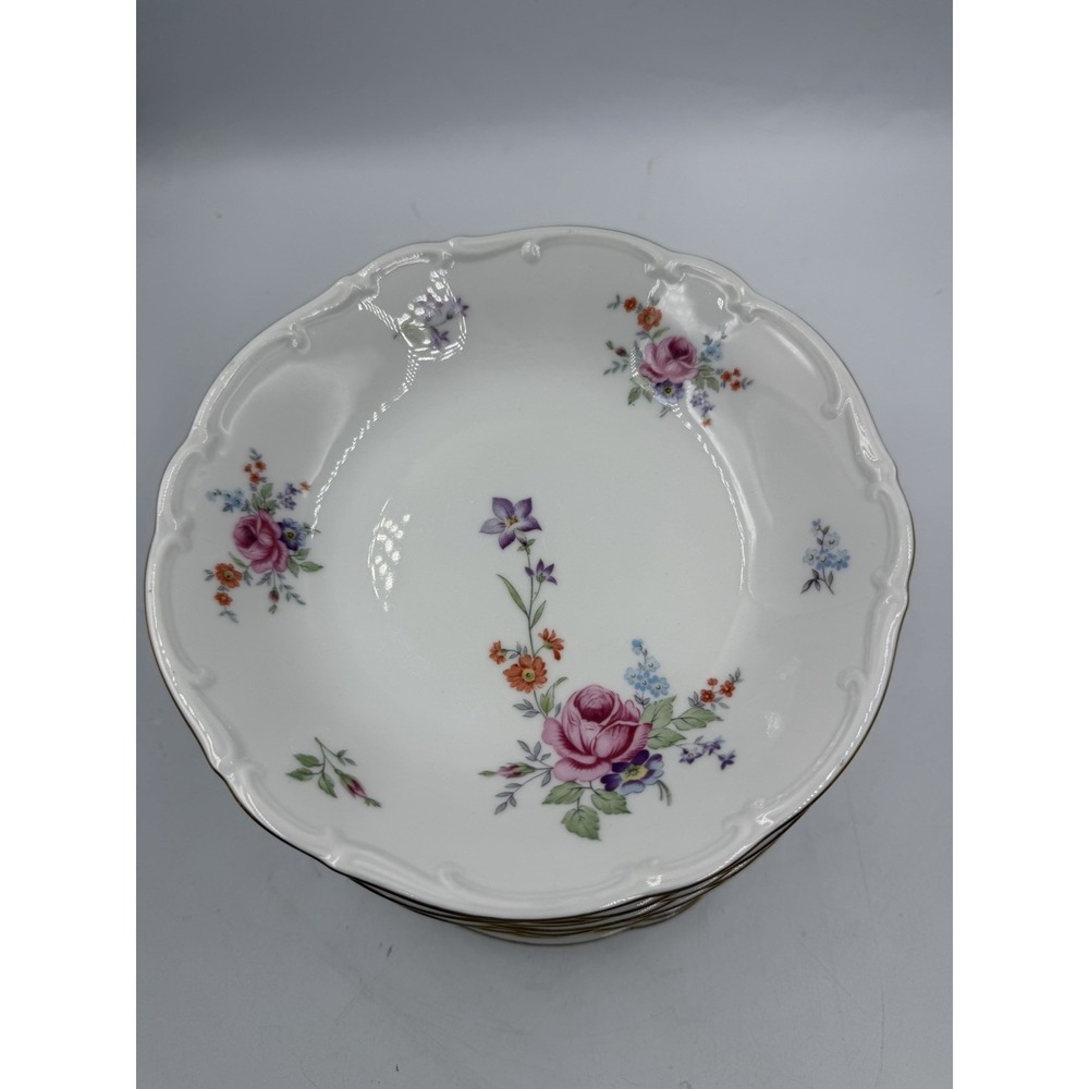 Lot Of 12 Vintage Bareuther Waldsasse Bavaria Germany Floral Soup Bowls 8"